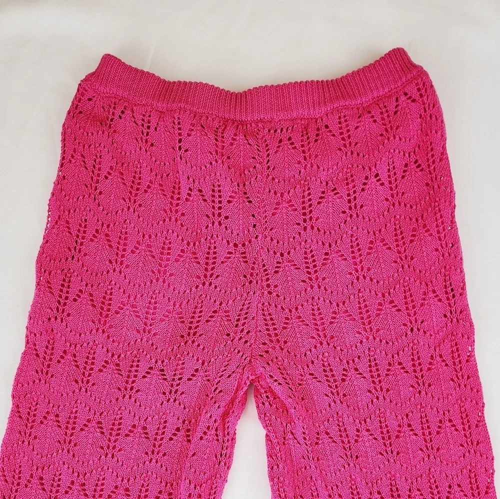 Jessica Simpsons Pink Crochet Wide Leg Pants